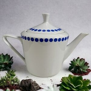Vintage Northland blue Polka dot teapot fine china retro mid century tea pot